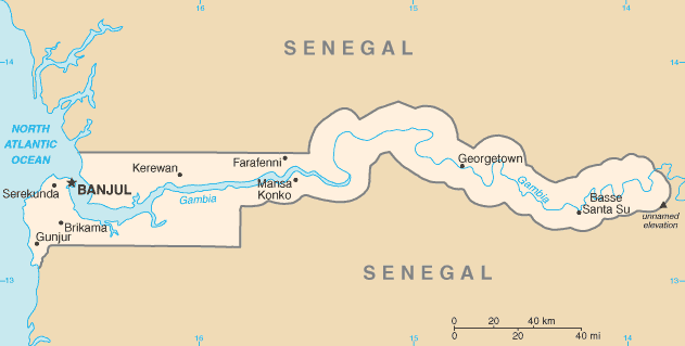 Map of The Gambia